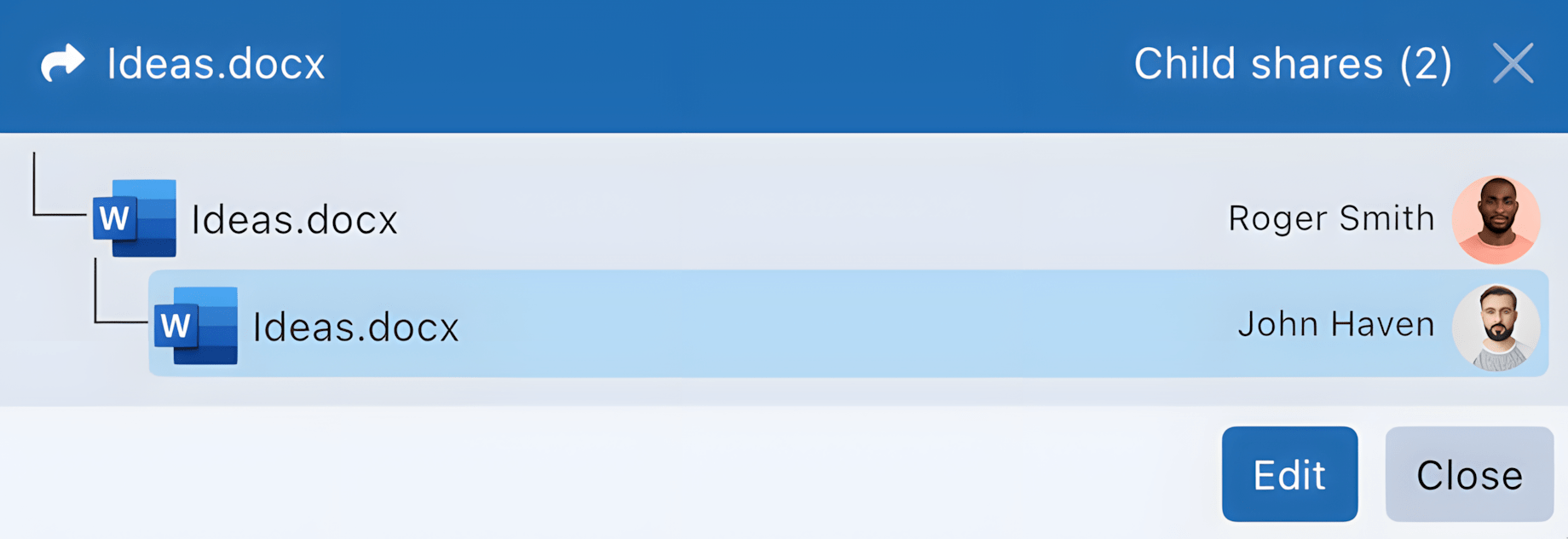Gestion des partages enfants child shares management