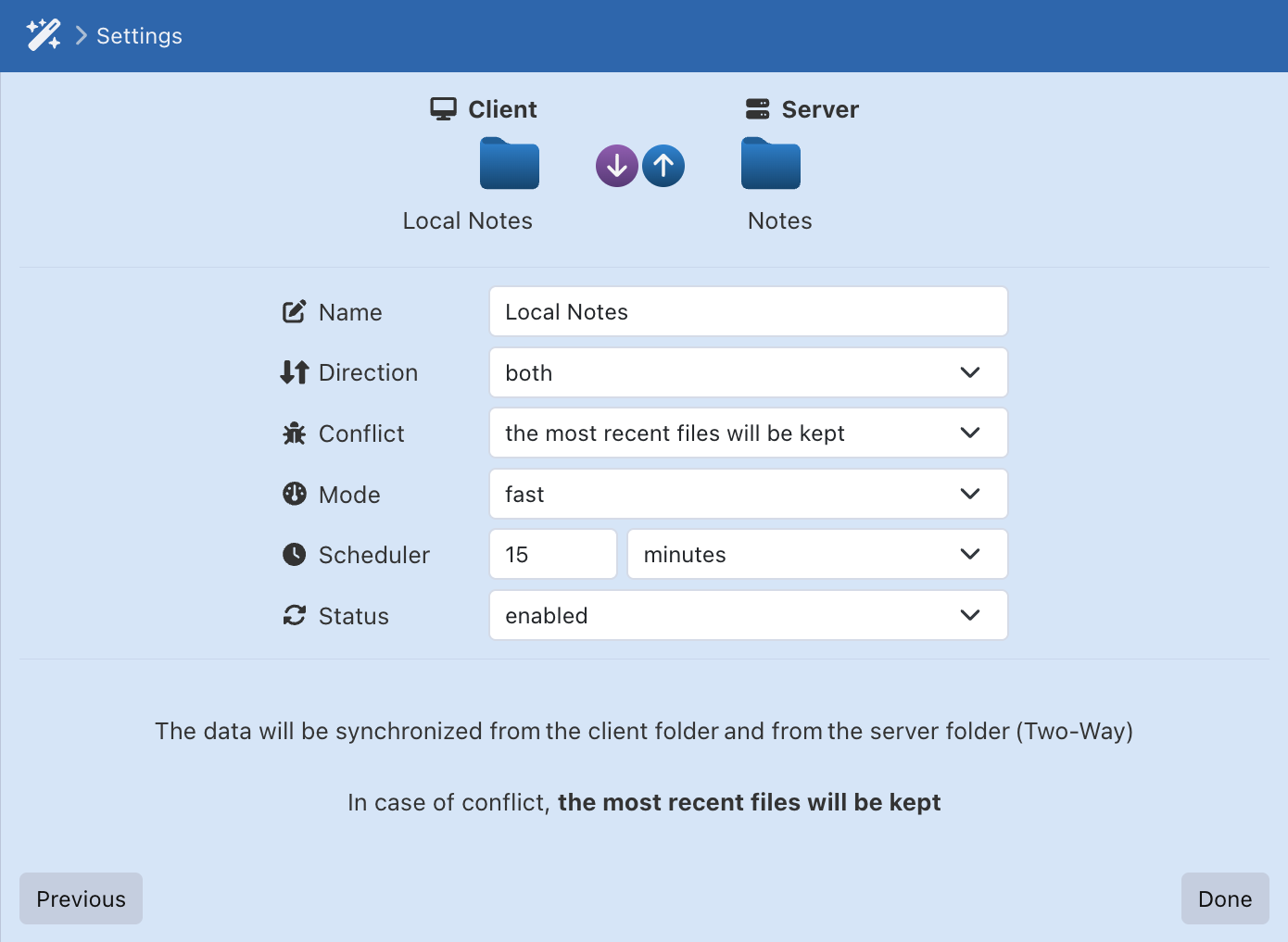 Sync settings sync settings
